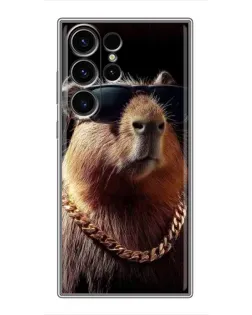 Чехол для Samsung Galaxy S23 Ultra с картинкой «Капибара золотая цепь»