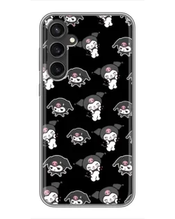 Чехол для Samsung Galaxy S23 с картинкой «Черный паттерн Kuromi»