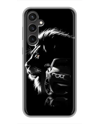 Чехол для Samsung Galaxy S23 с картинкой «BMW и лев» Чехол для Samsung Galaxy S23 с картинкой «BMW и лев»