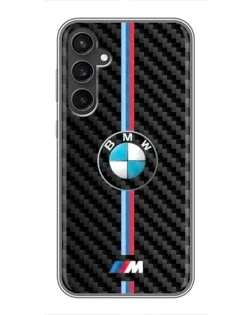 Чехол для Samsung Galaxy S23 с картинкой «Эмблема BMW и карбон»