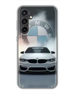 Чехол для Samsung Galaxy S23 с картинкой «BMW в белом дыму»