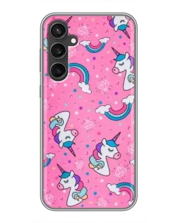 Чехол для Samsung Galaxy S23 с картинкой «Unicorn паттерн розовый»