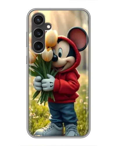Чехол для Samsung Galaxy S23 с картинкой «Микки с тюльпанами»