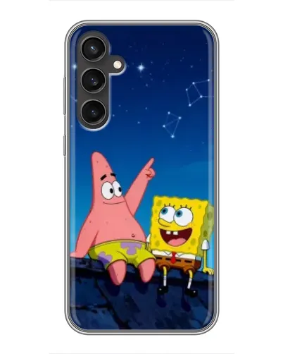 Чехол для Samsung Galaxy S23 с картинкой «Губка Боб и Патрик ночью»
