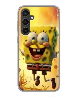 Чехол для Samsung Galaxy S23 с картинкой «Губка Боб прыгает»