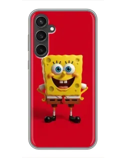 Чехол для Samsung Galaxy S23 с картинкой «Спанч Боб на красном»