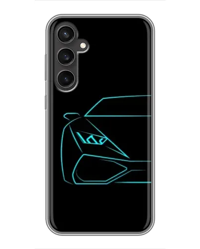 Чехол для Samsung Galaxy S23 с картинкой «Голубой силуэт Lamborghini»