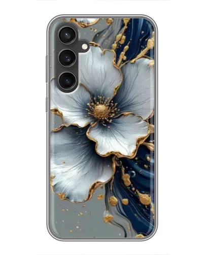 Чохол для Samsung Galaxy S23 з картинкою «Біла квітка та золотий флюїд» Чохол для Samsung Galaxy S23 з картинкою «Біла квітка та золотий флюїд»