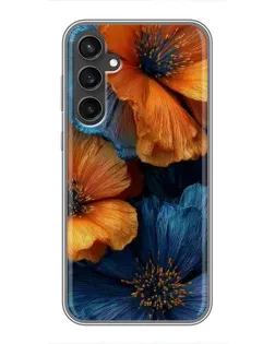 Чохол для Samsung Galaxy S23 з картинкою «Яскрава синьо-помаранчева флора»