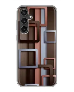 Чохол для Samsung Galaxy S23 з картинкою «Коричневі об'ємні квадрати»