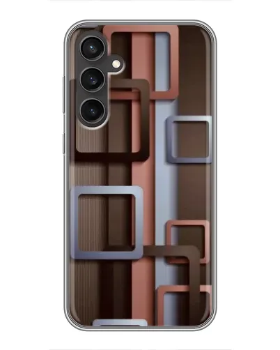 Чехол для Samsung Galaxy S23 с картинкой «Коричневые объемные квадраты»