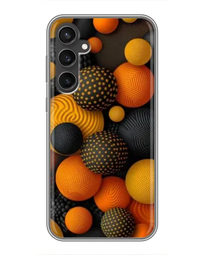 Чехол для Samsung Galaxy S23 с картинкой «Объемные оранжевые сферы»