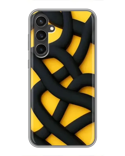 Чехол для Samsung Galaxy S23 с картинкой «Черное желтое переплетение»