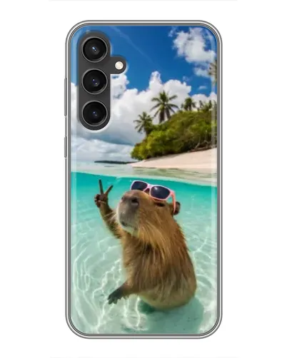 Чехол для Samsung Galaxy S23 с картинкой «Капибара на море»