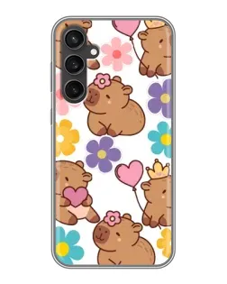 Чохол для Samsung Galaxy S23 з картинкою «Квітковий паттерн капібар»