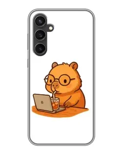 Чохол для Samsung Galaxy S23 з картинкою «Капібара з ноутбуком»