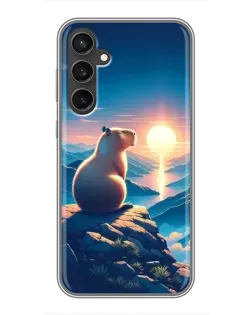 Чохол для Samsung Galaxy S23 з картинкою «Захід сонця з капібарою»