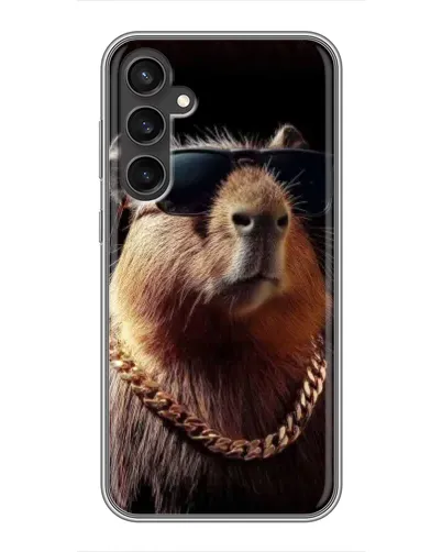 Чехол для Samsung Galaxy S23 с картинкой «Капибара золотая цепь»