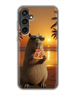 Чохол для Samsung Galaxy S23 з картинкою «Капібара з піцою»