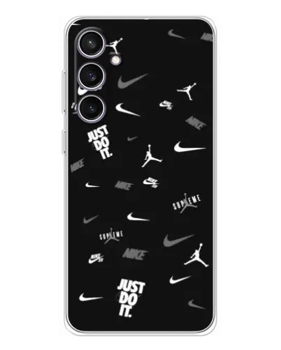 Чехол для Samsung Galaxy S24 FE с картинкой «Nike Black Pattern»