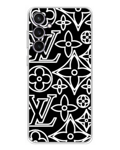 Чехол для Samsung Galaxy S24 FE с картинкой «Черно-белый узор LV»