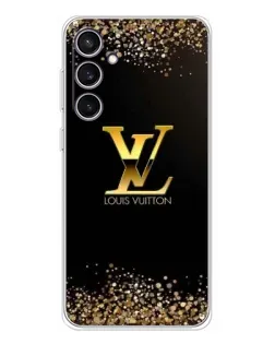 Чехол для Samsung Galaxy S24 FE с картинкой «LV — золотые искры»