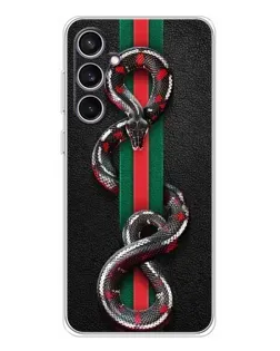 Чехол для Samsung Galaxy S24 FE с картинкой «Gucci — змея на полосе» Чехол для Samsung Galaxy S24 FE с картинкой «Gucci — змея на полосе»