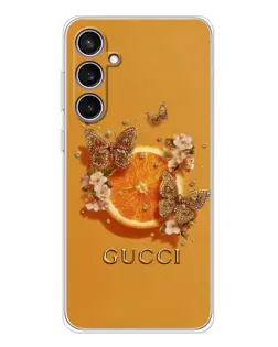 Чехол для Samsung Galaxy S24 FE с картинкой «Gucci — золотые бабочки» Чехол для Samsung Galaxy S24 FE с картинкой «Gucci — золотые бабочки»