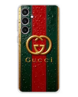 Чехол для Samsung Galaxy S24 FE с картинкой «Gucci — фирменная полоса и золото» Чехол для Samsung Galaxy S24 FE с картинкой «Gucci — фирменная полоса и золото»