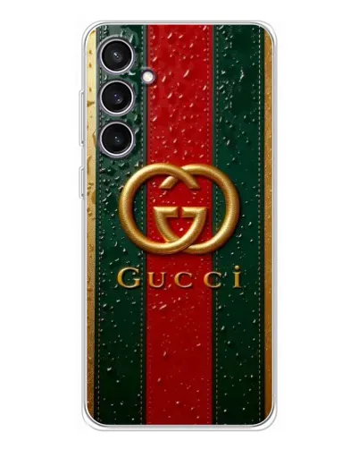 Чехол для Samsung Galaxy S24 FE с картинкой «Gucci — фирменная полоса и золото» Чехол для Samsung Galaxy S24 FE с картинкой «Gucci — фирменная полоса и золото»