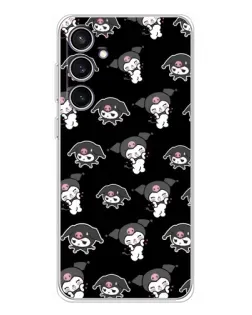 Чехол для Samsung Galaxy S24 FE с картинкой «Черный паттерн Kuromi»