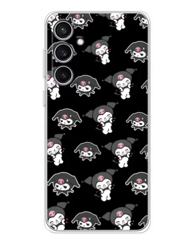 Чехол для Samsung Galaxy S24 FE с картинкой «Черный паттерн Kuromi»
