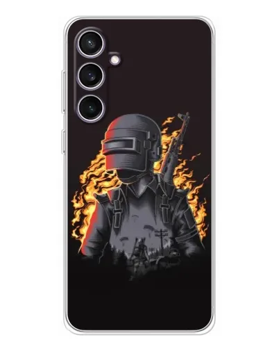 Чехол для Samsung Galaxy S24 FE с картинкой «PUBG — огненный силуэт» Чехол для Samsung Galaxy S24 FE с картинкой «PUBG — огненный силуэт»