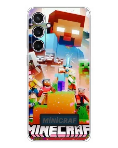 Чехол для Samsung Galaxy S24 FE с картинкой «Minecraft герои игры»