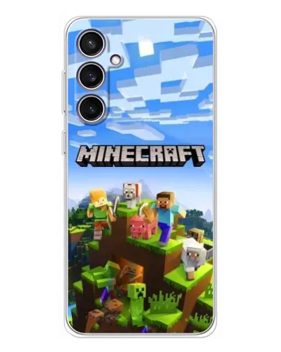 Чехол для Samsung Galaxy S24 FE с картинкой «Minecraft классический мир»