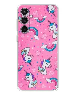 Чехол для Samsung Galaxy S24 FE с картинкой «Unicorn паттерн розовый»