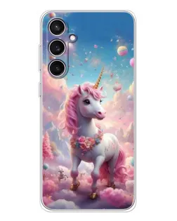 Чехол для Samsung Galaxy S24 FE с картинкой «Единорог среди облаков»