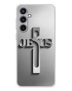 Чехол для Samsung Galaxy S24 FE с картинкой «Металлический крест Jesus»