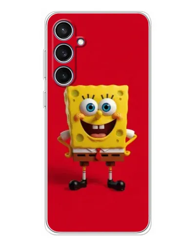 Чехол для Samsung Galaxy S24 FE с картинкой «Спанч Боб на красном»