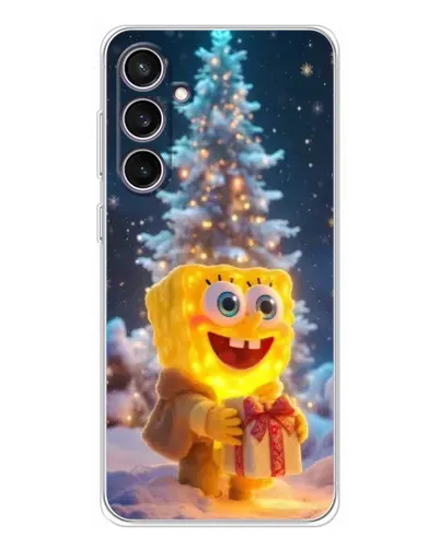 Чехол для Samsung Galaxy S24 FE с картинкой «Рождественский Спанч Боб»