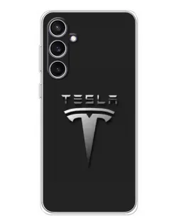 Чехол для Samsung Galaxy S24 FE с картинкой «Стальной логотип Tesla» Чехол для Samsung Galaxy S24 FE с картинкой «Стальной логотип Tesla»