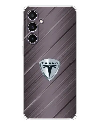 Чехол для Samsung Galaxy S24 FE с картинкой «Металлическая текстура Tesla»
