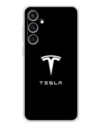 Чехол для Samsung Galaxy S24 FE с картинкой «Tesla White Logo»