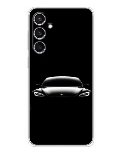Чехол для Samsung Galaxy S24 FE с картинкой «Фары Tesla Night»