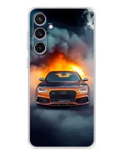 Чехол для Samsung Galaxy S24 FE с картинкой «Audi в огненном дыму» Чехол для Samsung Galaxy S24 FE с картинкой «Audi в огненном дыму»