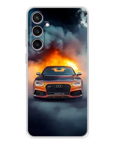 Чехол для Samsung Galaxy S24 FE с картинкой «Audi в огненном дыму» Чехол для Samsung Galaxy S24 FE с картинкой «Audi в огненном дыму»