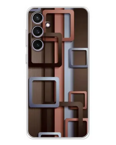 Чехол для Samsung Galaxy S24 FE с картинкой «Коричневые объемные квадраты»