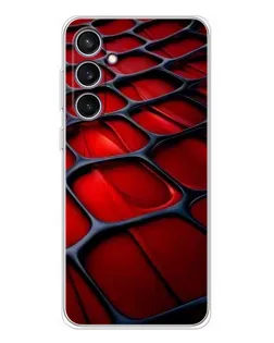 Чехол для Samsung Galaxy S24 FE с картинкой «Красная глянцевая сетка»