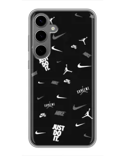 Чехол для Samsung Galaxy S24 Plus с картинкой «Nike Black Pattern» Чехол для Samsung Galaxy S24 Plus с картинкой «Nike Black Pattern»