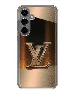 Чехол для Samsung Galaxy S24 Plus с картинкой «LV — золотое сияние»